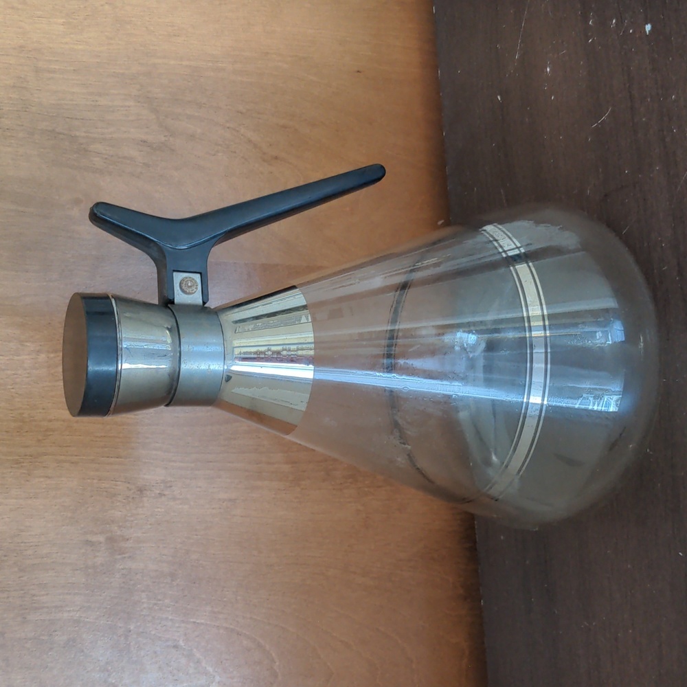 Vintage 1950s Inland Coffee Carafe Silver Stripe Pattern with Top